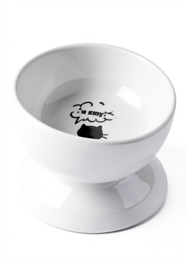 Cat Water Bowl ABRUTY Elevated Ceramic 16oz Tilted 4in Height-3