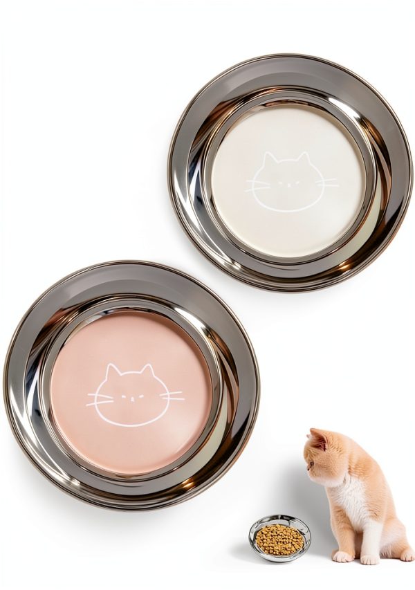 Stainless Steel Cat Bowls 6.4 Inch Whisker Friendly Set 2 Pack-0