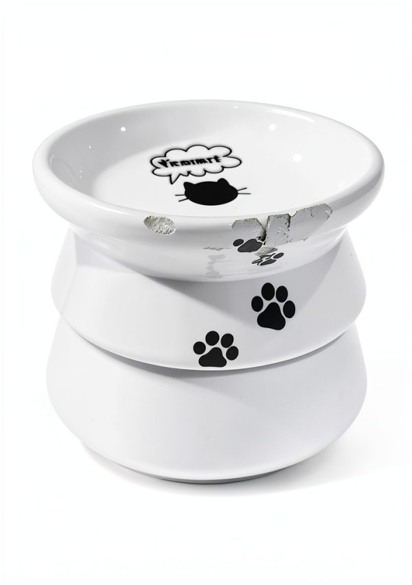 Cat Water Bowl ABRUTY Elevated Ceramic 16oz Tilted 4in Height-6