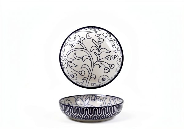 Ceramic Cat Food Bowl Set of 4 Selamica Blue 5.6 Inch Bowls-1