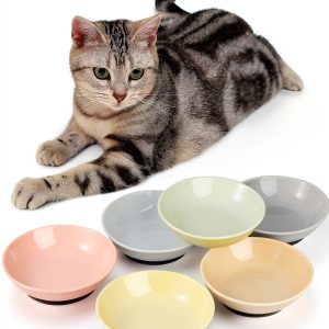 Ceramic Cat Food Bowl Set 5.75 Inch Colorful 6‑Pack by AHX-0