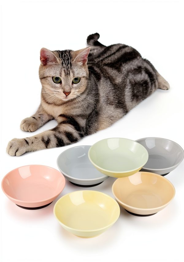 Ceramic Cat Food Bowl Set 5.75 Inch Colorful 6‑Pack by AHX-0
