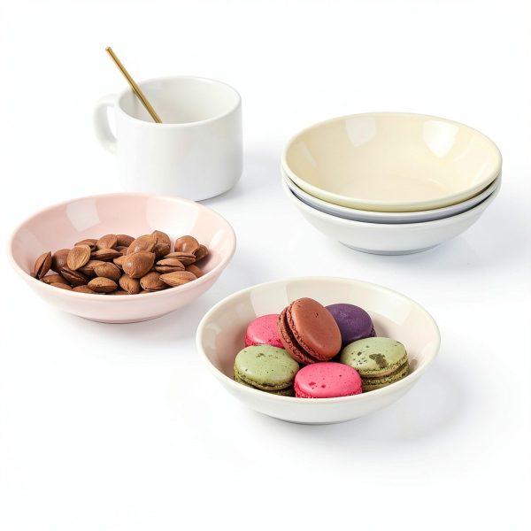 Ceramic Cat Food Bowl Set 5.75 Inch Colorful 6‑Pack by AHX-4