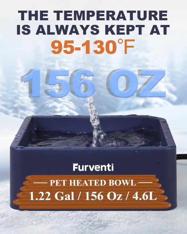 Heated Water Bowl Lamlingo PL270 1.22 Gallon Dark Blue Waterproof-2