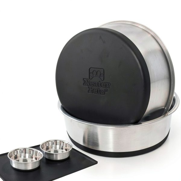 Neater Pet Brands Stainless Steel Dog Bowls with Non-Slip Rubber Bottom – Set of 2, 6 Cup (48 oz), Black - Heavy Duty Metal Dog Bowl, Dishwasher Safe, Food or Water Bowl, Ideal for Large Dogs-3