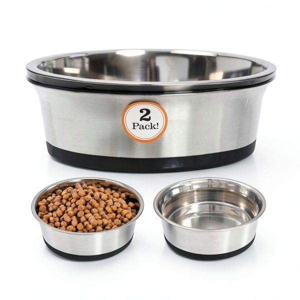 Neater Pet Brands Stainless Steel Dog Bowls with Non-Slip Rubber Bottom – Set of 2, 6 Cup (48 oz), Black - Heavy Duty Metal Dog Bowl, Dishwasher Safe, Food or Water Bowl, Ideal for Large Dogs-6