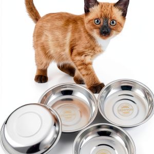VENTION Shallow Cat Food Bowls, Stainless Steel Set of 4 for Indoor-0